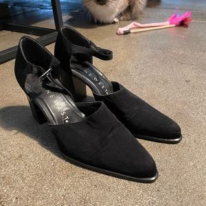 Nine West Black Point Toe Ankle Strap Heels